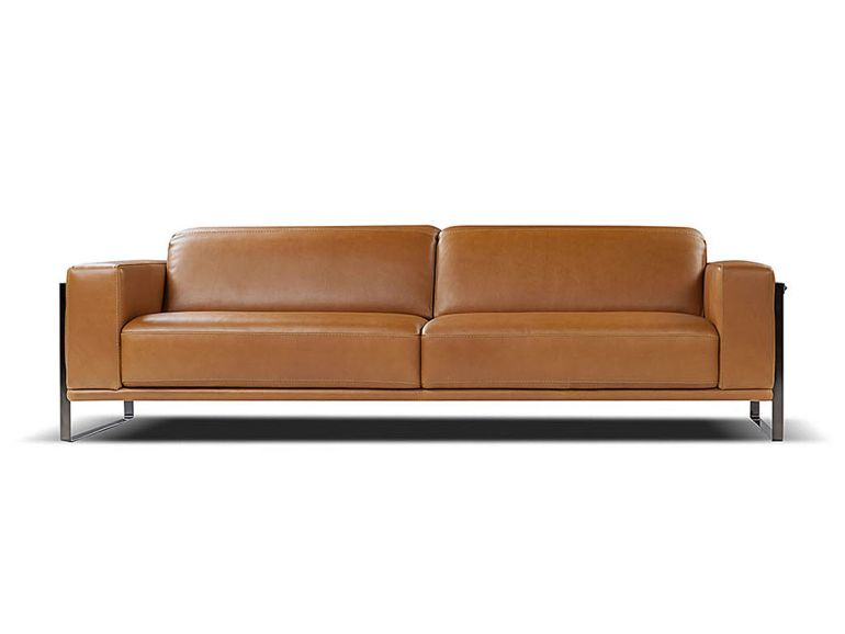 Диван итальянский Nicolettihome Bamboo - кожаный коричневый, вид спереди