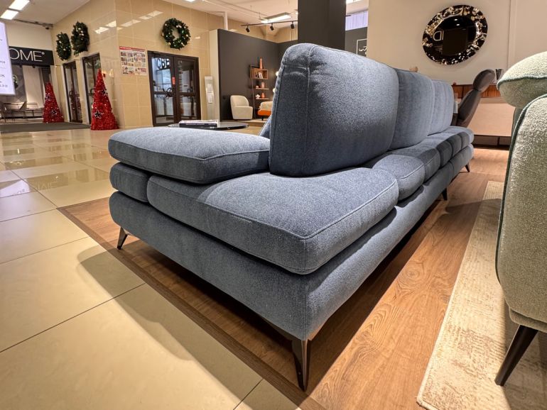 Диван итальянский угловой Nicolettihome Serena W293 рогожка синий - вид сзади