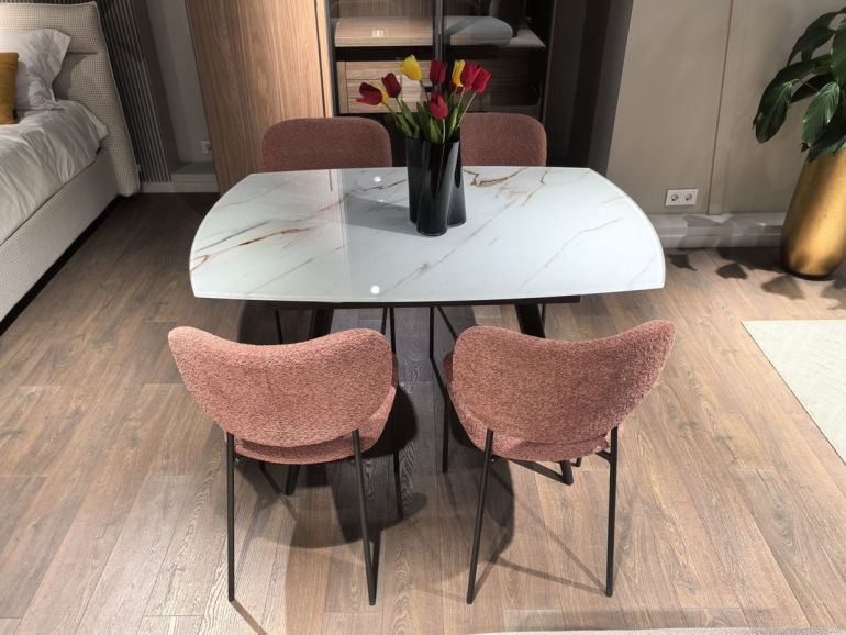 Стол обеденный раскладной стеклянный Sedit Elica W130-200 Vetro Glass