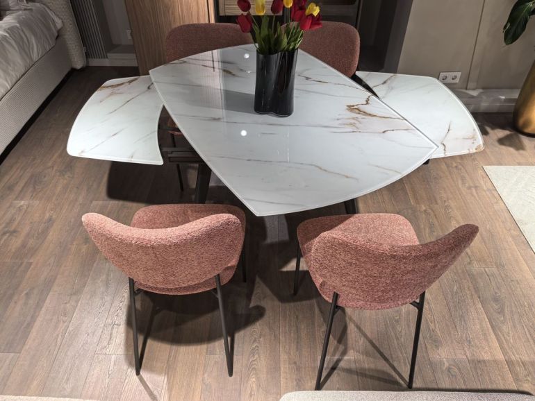 Стол обеденный раскладной стеклянный Sedit Elica W130-200 Vetro Glass