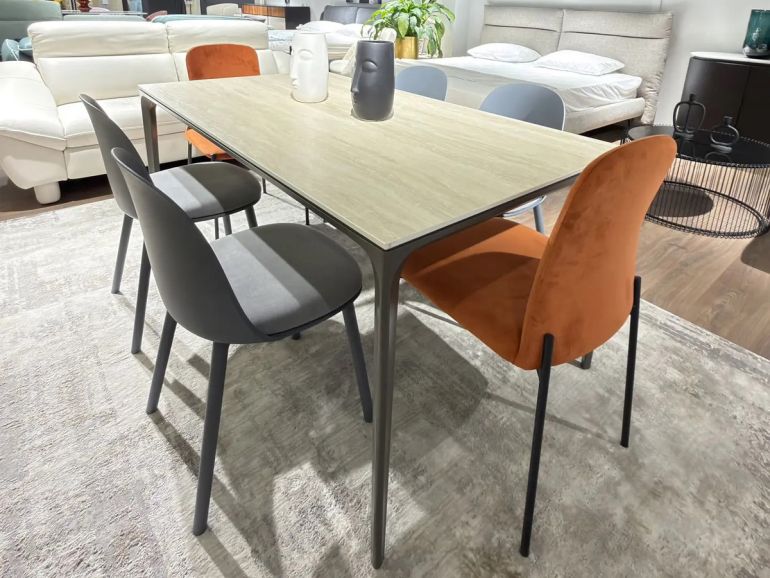 Стол обеденный Target Point Mercury W160 керамогранит Travertino, металл Grigio Nebbia