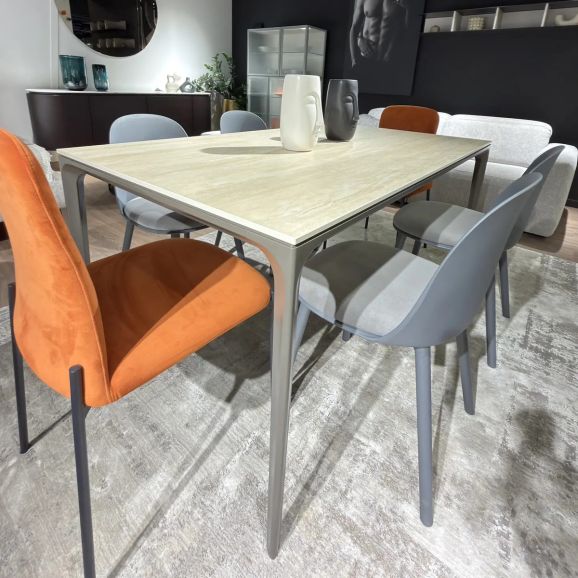 Стол обеденный Target Point Mercury W160 керамогранит Travertino, металл Grigio Nebbia