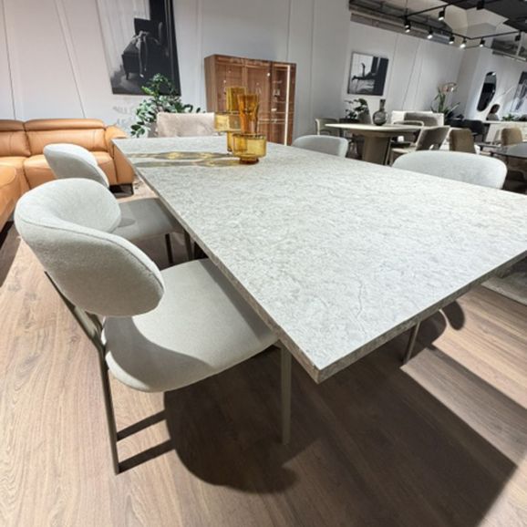 Стол обеденный Tomasella Grotticelle W220 под камень, серый, металл бронзовый